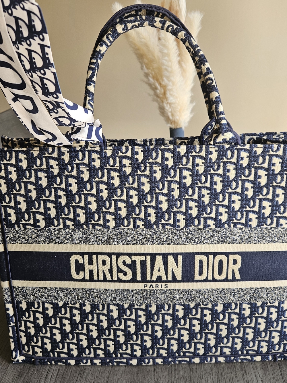 Dior Book Tote Bag in Navy and Cream